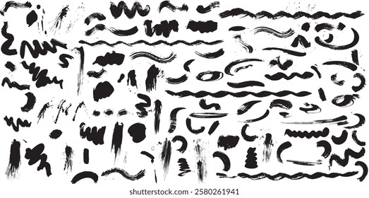 Brush line shape background abstract texture paint set. 