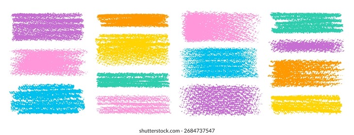Línea de pincel y Vector de trazo. Lápiz de color, marcador, pintura de crayón textura resaltado. Pluma, tiza dibujado a mano subrayado, marca. Línea, trazo, raya, garabato de forma. Pincel del color del bosquejo, crayón, bolso del lápiz