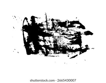 Línea de pincel. Vector de mancha de pincel de pintura negra, línea de resaltador o rotulador rotulador. Manchas de tinta de forma abstracta con textura