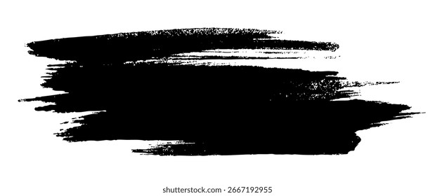 Línea de pincel. Vector de mancha de pincel de pintura negra, línea de resaltador o rotulador rotulador. Manchas de tinta de forma abstracta con textura
