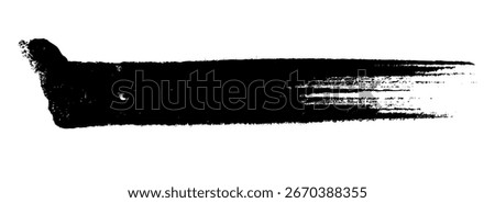 Brush line. Vector black paint brush spot, highlighter line or felt-tip pen marker. Ink smudge abstract shape stains with texture