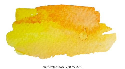 Línea de pincel. Vector de mancha de pincel de pintura amarilla, línea de resaltador o rotulador rotulador. Manchas de tinta de forma abstracta con textura