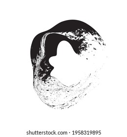 Brush Lines in Circle Form . Fluid brush stroke.  Vector Illustration .Technology round. Wave Logo . Design element . Abstract Geometric shape .