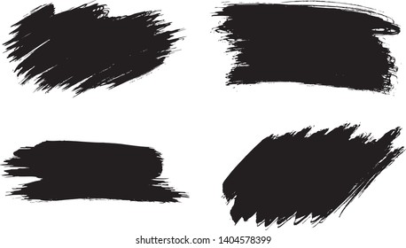 Brush lines and ink blobs set. Vector illustration