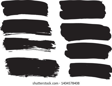 Brush lines and ink blobs set. Vector illustration