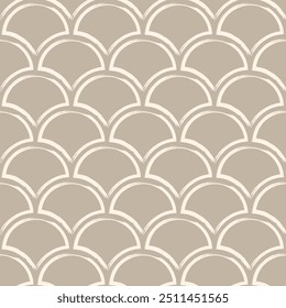 Brush lines scallop seamless pattern. Vector background illustration.