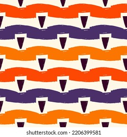 Pinselstriche nahtloses Muster. Nachdrucke von frischen und wiederholten Streifen. Wavy linearer Hintergrund. Einfaches geometrisches Motiv. Biegt Bild um. Ethnisches Digitalpapier. Textildruck. Trendy Web Design. Vektorgrafik