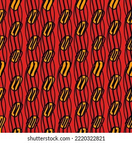 Brush lines seamless pattern. Freehand stripes print. Wavy linear background. Simple geometric motif. Curves image. Ethnic digital paper. Repeated waves textile print. Trendy ikat design. Vector work.