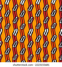 Patrón sin inconvenientes de las líneas de pincel. Impresión de franjas a mano libre. Fondo lineal ondulado. Motivo geométrico simple. Imagen de curvas. Papel digital étnico. Impresión textil de ondas repetidas. Diseño moderno de ikat. Arte vectorial
