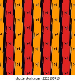Brush lines seamless pattern. Freehand repeated stripes print. Hand drawn linear background. Simple geometric motif. Ethnic digital paper. Striped textile print. Trendy web design. Vector artwork.