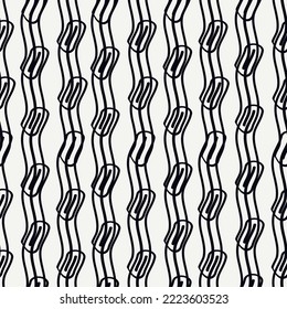 Brush lines seamless pattern. Freehand stripes print. Wavy linear background. Simple geometric motif. Curves image. Ethnic digital paper. Repeated waves textile print. Trendy ikat design. Vector work.