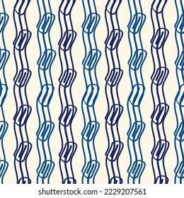 Brush lines seamless pattern. Freehand stripes print. Wavy linear background. Simple geometric motif. Curves image. Ethnic digital paper. Repeated waves textile print. Trendy ikat design. Vector work.