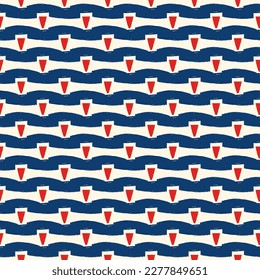 Brush lines seamless pattern. Freehand repeated stripes print. Wavy linear background. Simple geometric motif. Curves image. Ethnic digital paper. Textile print. Trendy web design. Vector art work.