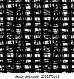 Brush lines seamless pattern. Freehand stripes print. Mosaic background. Simple geometric motif. Abstract ornament. Ethnic digital paper. Textile print. Trendy design. Strokes vector