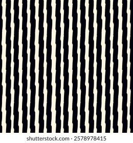 Brush lines seamless pattern. Freehand repeated stripes print. Hand drawn linear background. Simple geometric motif. Ethnic digital paper. Striped textile print. Trendy web design. Vector artwork.