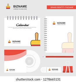 Brush  Logo, Calendar Template, CD Cover, Diary and USB Brand Stationary Package Design Vector Template