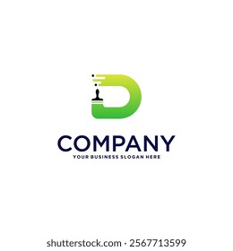 brush logo design with letter d