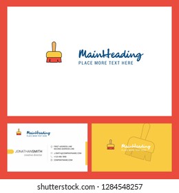 Brush  Logo design with Tagline and Front and Back Busienss Card Template. Vector Creative Design