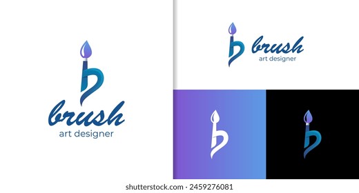 Brush logo with letter b for identity name brand. painter artistic vector logo identity design