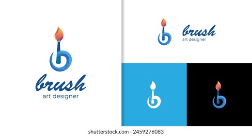 Brush logo with letter b for identity name brand. painter artistic vector logo identity design