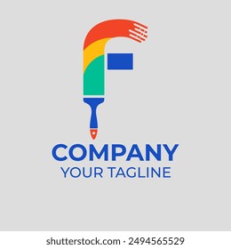 brush logo and letter F
