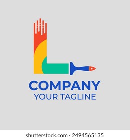 brush logo and letter L

