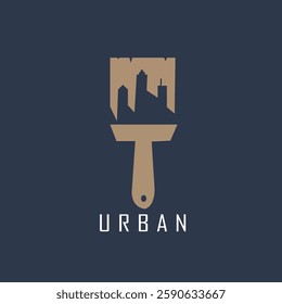 a brush logo that resembles a building in the city with a bronze color that looks classic