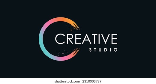 Brush logo vector idea with modern creative abstract style