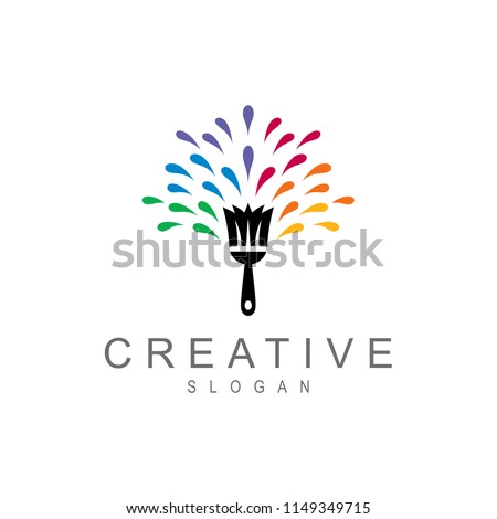 brush logos with colorful ink splashes, painting logo, artistic logo