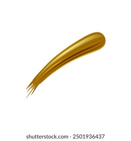 Brush made of colored ribbon. Vector 3d illustration showing a gold color brush ribbon gradient texture on a white isolated background. Abstract brush stroke design element.