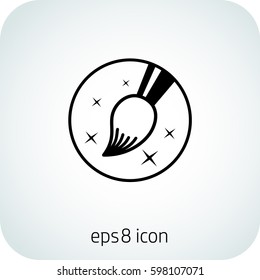 Brush is magic, black. Icon of lines.