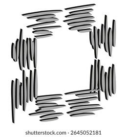 Brush mark square. Abstract stroke shape. Vector black pattern. Hand drawn icon.