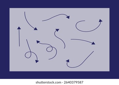 Brush, marker drawn bold arrows set. Collection of arrow doodle in different directions.