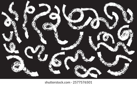 Brush, marker drawn bold doodle lines seamless pattern. Abstract modern geometric curved wavy ornament background.