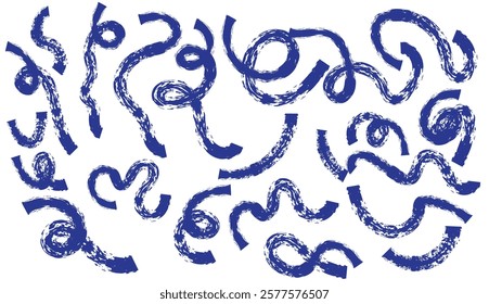 Brush, marker drawn bold doodle lines seamless pattern. Abstract modern geometric curved wavy ornament background.