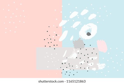 Brush, marker, highlight stroke pattern. Abstract background. Vector artwork. Memphis vintage, retro style. Children, kids sketch drawing. Pink, beige, blue, grey, black, white color
