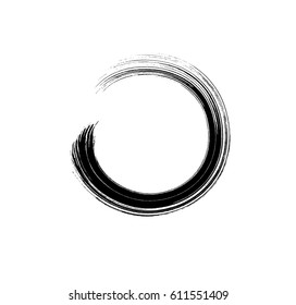 Brush Mascara Circle Stroke Isolated On White Background. Vector Curved Paint Texture Or Lash Scribble Makeup Swatch.