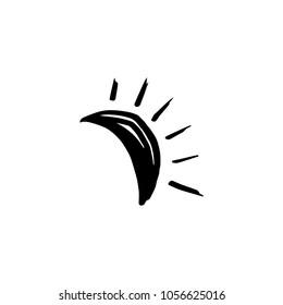 Brush moon symbol. Clipart, isolated vector symbol.