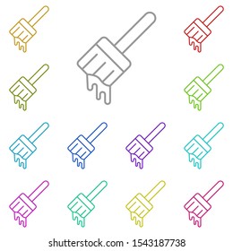 Brush multi color icon. Simple thin line, outline vector of beauty icons for ui and ux, website or mobile application