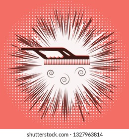 Brush - on abstract coral background - flat style - vector. Cleaning service