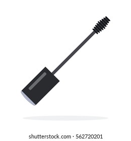 Brush on mascara for the eyes vector flat material design object. Isolated illustration on white background.