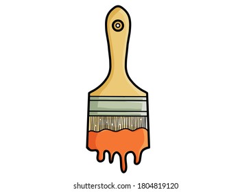 Brush mit orangefarbener Farbe einzeln auf Weiß