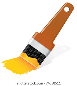 Brush orange yellow paint illustration