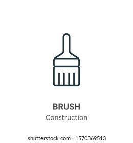 Brush outline vector icon. Thin line black brush icon, flat vector simple element illustration from editable construction concept isolated on white background