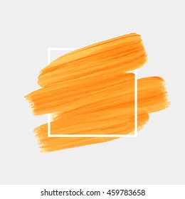 Brush paint background art abstract texture design acrylic stroke poster over square frame illustration vector. Perfect design for headline, logo and sale banner. 