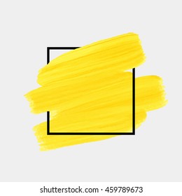 Brush paint background art abstract texture design acrylic stroke poster over square frame illustration vector. Perfect design for headline, logo and sale banner. 