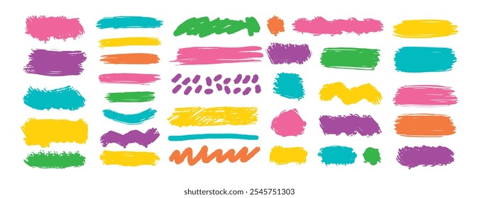 Brush paint background frame box. Color stroke brush paint for text box square frame. Vector hand drawn banner background set graphic element. Vector illustration