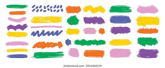 Brush paint background frame box. Color stroke brush paint for text box square frame. Vector hand drawn banner background set graphic element. Vector illustration