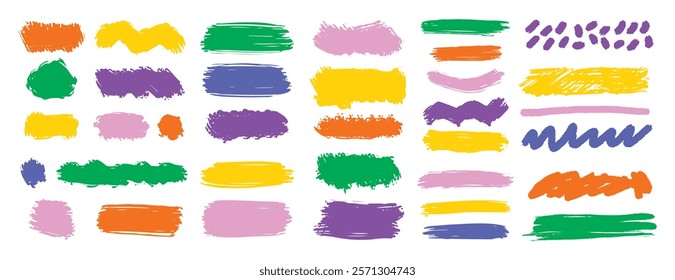 Brush paint background frame box. Color stroke brush paint for text box square frame. Vector hand drawn banner background set graphic element. Vector illustration