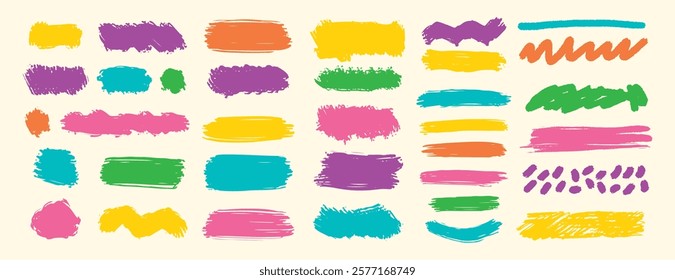 Brush paint background frame box. Color stroke brush paint for text box square frame. Vector hand drawn banner background set graphic element. Vector illustration